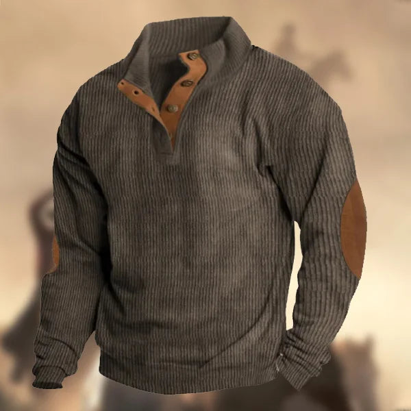 Retro Cashmere Stand Collar Button Sweatshirt