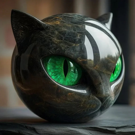 Shadow Whisker - Mystic Black Cat Head Sculpture
