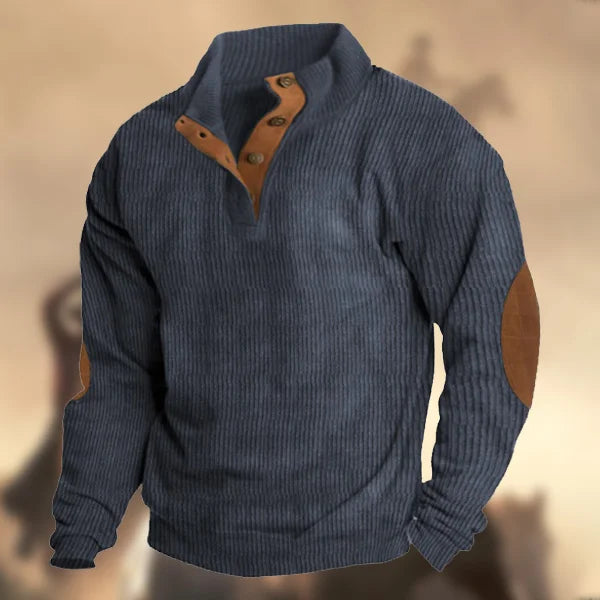 Retro Cashmere Stand Collar Button Sweatshirt