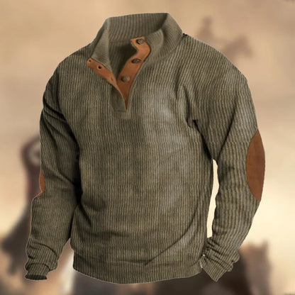 Retro Cashmere Stand Collar Button Sweatshirt