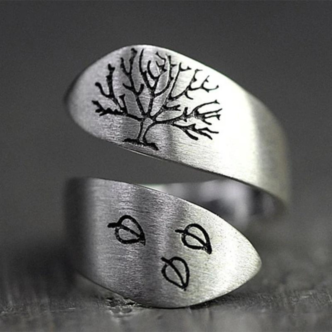 Adjustable Silver Tree of Life Ring