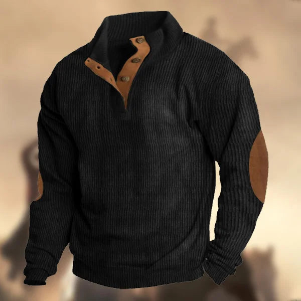 Retro Cashmere Stand Collar Button Sweatshirt