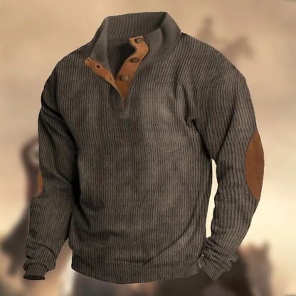 Retro Cashmere Stand Collar Button Sweatshirt