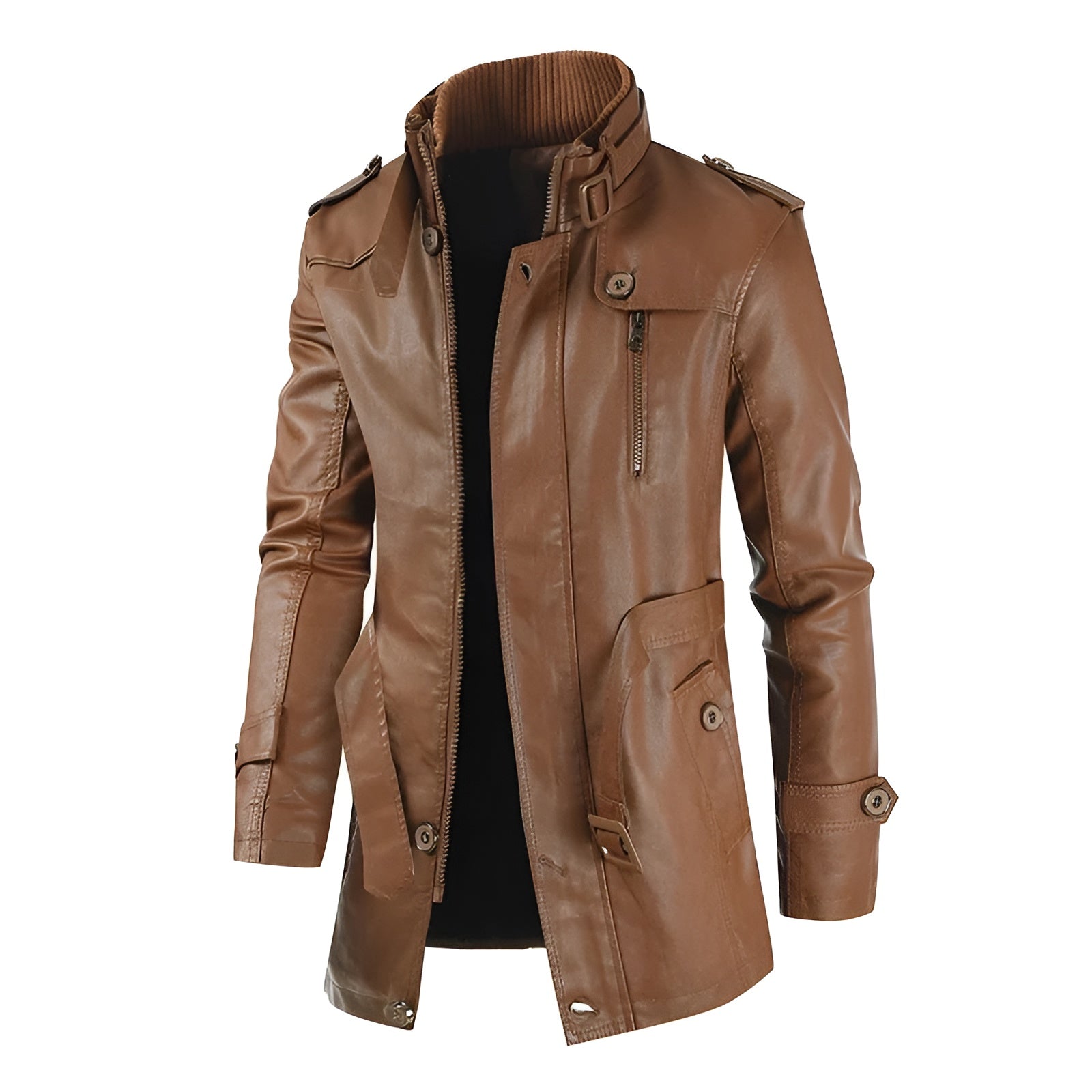 Adrien™ | Elegant Long Leather Coat for Men
