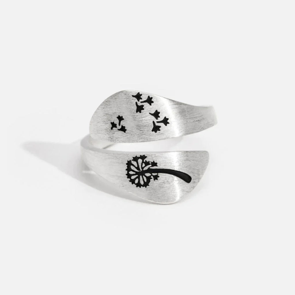 Adjustable Hand-Carved Dandelion Ring
