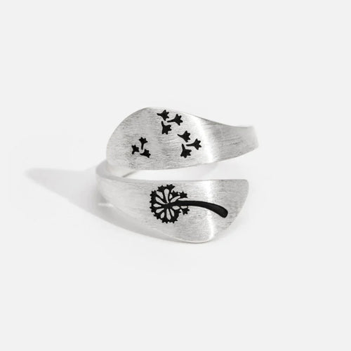 Adjustable Hand-Carved Dandelion Ring